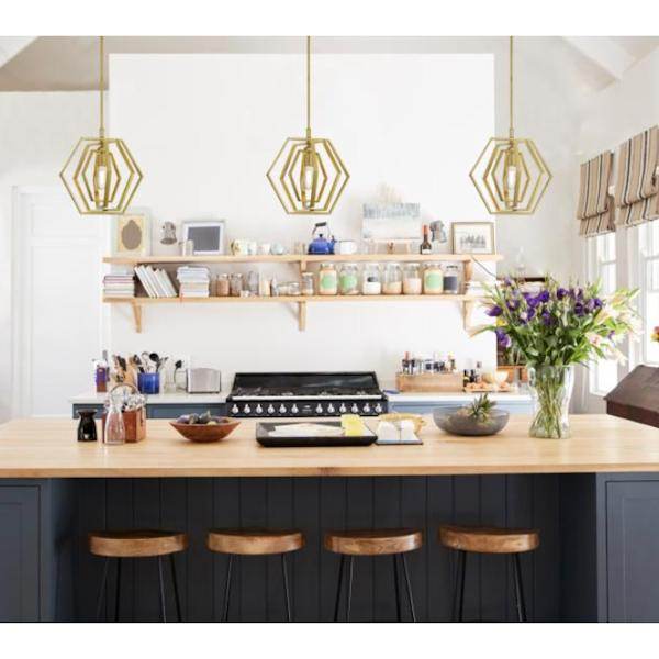 1 Light Champagne Brass Pendant Light Fixture 5