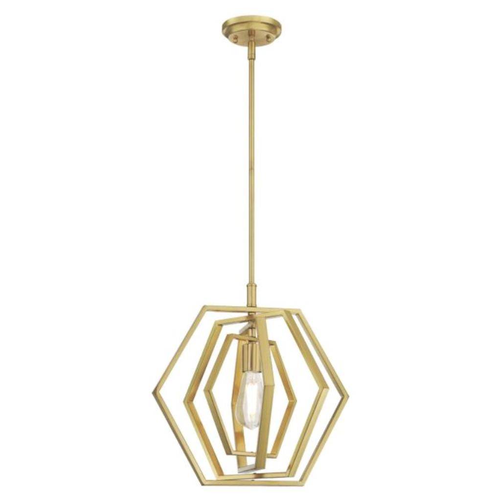 1 Light Champagne Brass Pendant Light Fixture 1