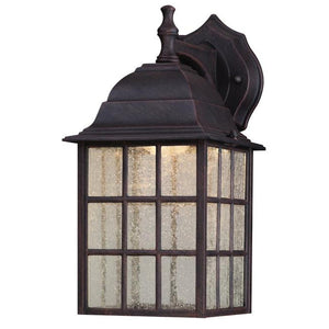 9 watt 3 LED 6" Weathered Patina Finish on Cast Aluminum with Seeded Glass Panels LED Wall Lantern Light Fixture 1
