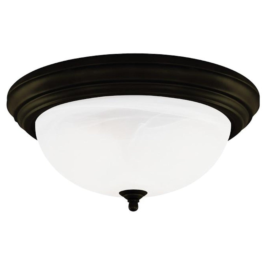 3 Light (Medium Screw Base) 15" Flush Mount Oil Rubbed Bronze Finish with Frosted White Alabaster Glass Ceiling Light Fixture 1