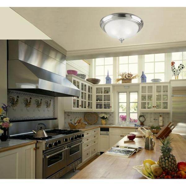 1 Light 11" Round Brushed Nickel Frosted Swirl Glass Shade Ceiling Light Fixture 2