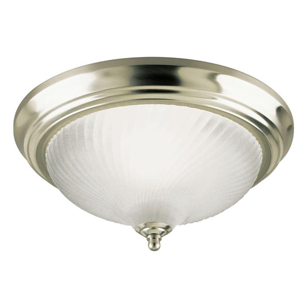 1 Light 11" Round Brushed Nickel Frosted Swirl Glass Shade Ceiling Light Fixture 1