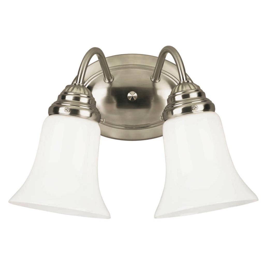 2 Light Brushed Nickel White Opal Glass Wall Light Fixture 1