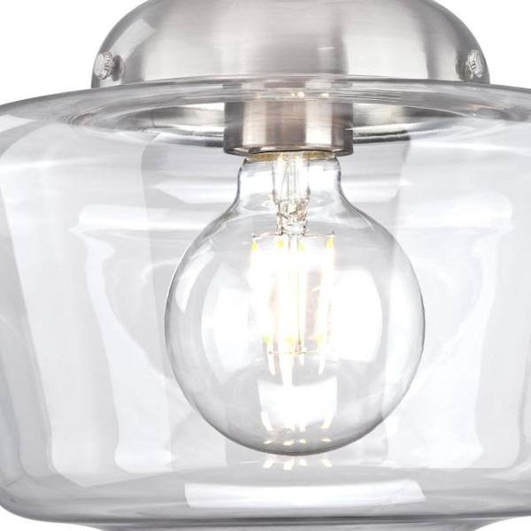 9" 1 Light Brushed Nickel Clear Glass Semi-Flush Light Fixture 2