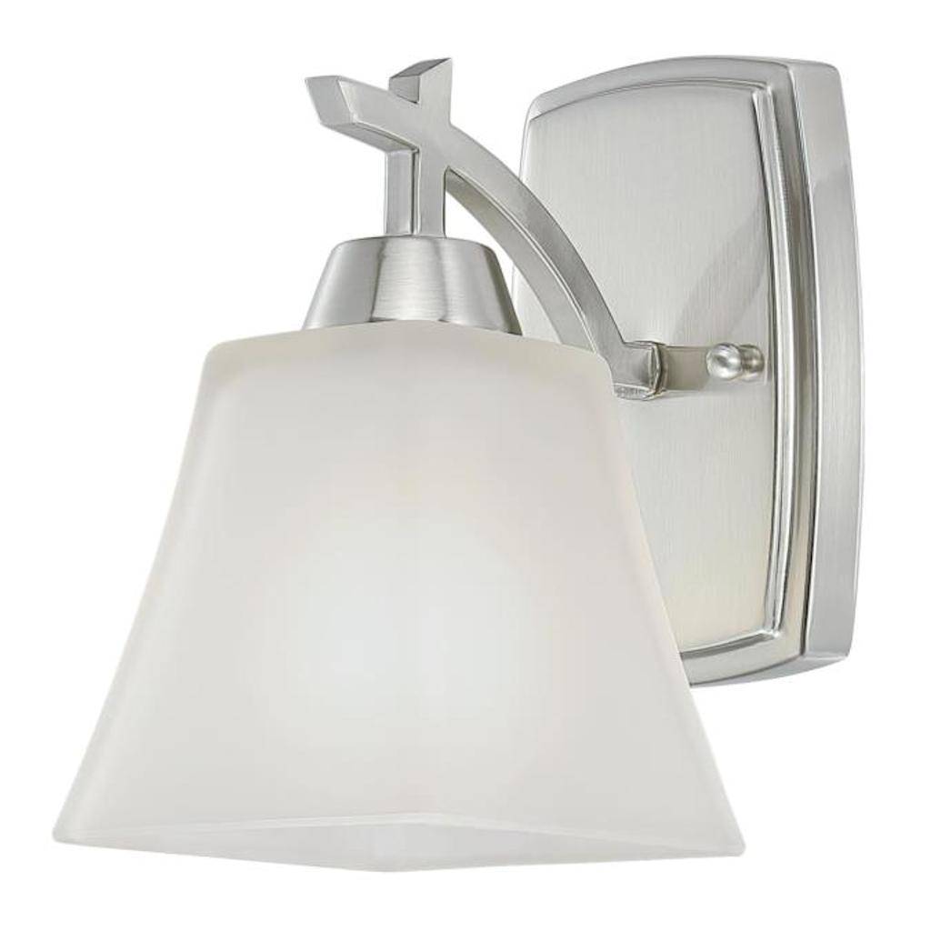 1 Light Brushed Nickel Frosted Wall Light Fixture 1