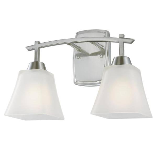 2 Light Brushed Nickel Frosted Glass Shades Wall Light Fixture 2