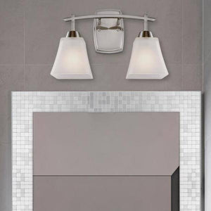 2 Light Brushed Nickel Frosted Glass Shades Wall Light Fixture 4