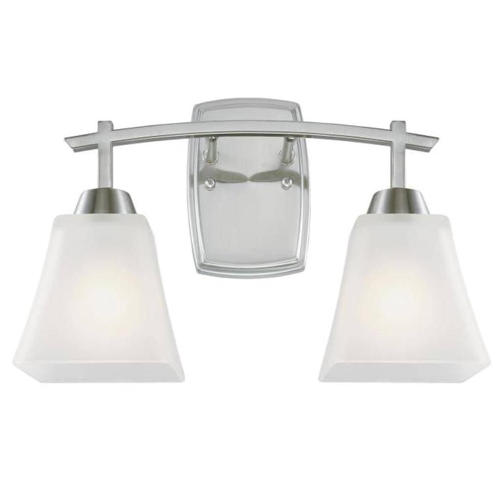 2 Light Brushed Nickel Frosted Glass Shades Wall Light Fixture 1