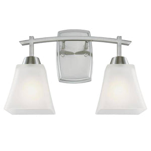 2 Light Brushed Nickel Frosted Glass Shades Wall Light Fixture 1