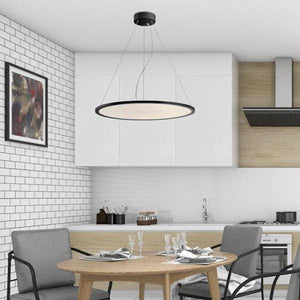 32 watt 4000K Cool White Matte Black Acrylic Disc LED Chandelier Light Fixture 4