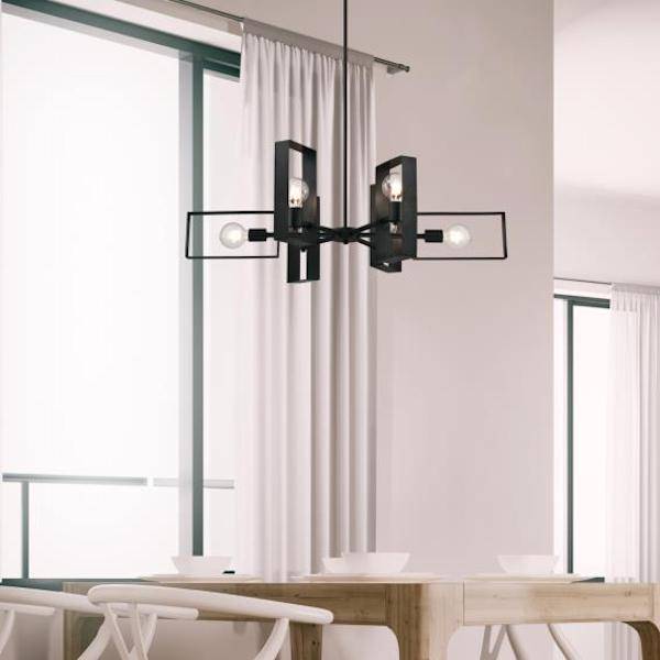 6 Light Matte Black Indoor Chandelier Light Fixture 3
