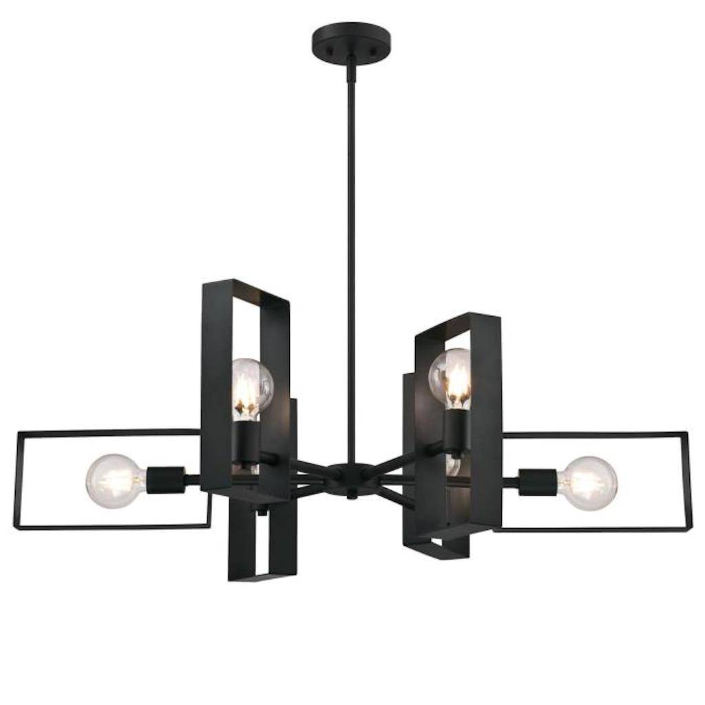 6 Light Matte Black Indoor Chandelier Light Fixture 1