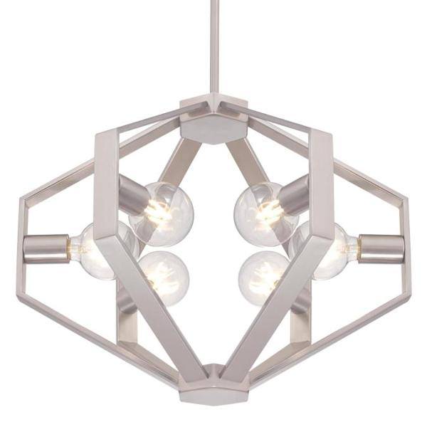 6 Light Brushed Nickel Chandelier Light Fixture 2
