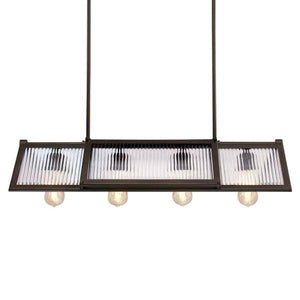 4 Light Oil Rubbed Bronze Clear Ribbed Glass Chandelier Light Fixture 2