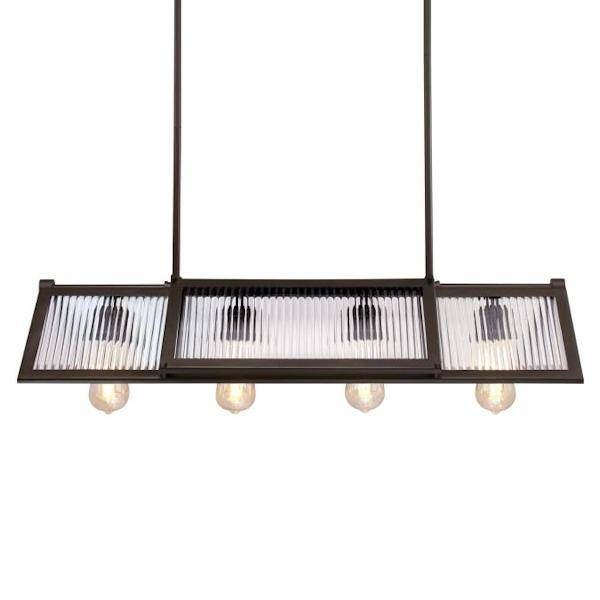4 Light Oil Rubbed Bronze Clear Ribbed Glass Chandelier Light Fixture 2