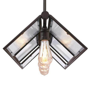 4 Light Oil Rubbed Bronze Clear Ribbed Glass Chandelier Light Fixture 3