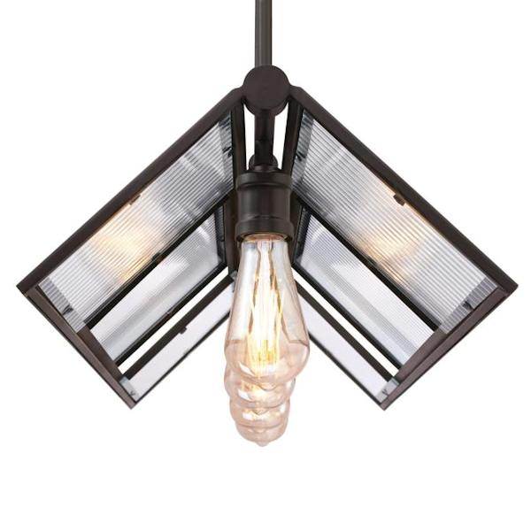 4 Light Oil Rubbed Bronze Clear Ribbed Glass Chandelier Light Fixture 3