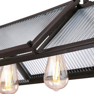 4 Light Oil Rubbed Bronze Clear Ribbed Glass Chandelier Light Fixture 4