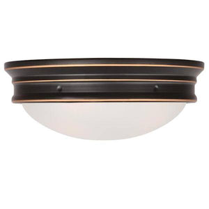 2 Light Oil Rubbed Bronze with Frosted Glass Flush Ceiling Light Fixture 2