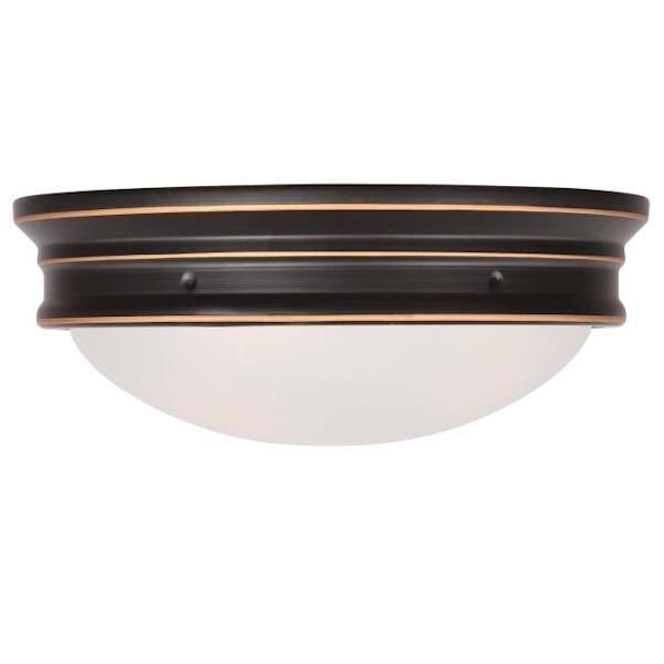 2 Light Oil Rubbed Bronze with Frosted Glass Flush Ceiling Light Fixture 2