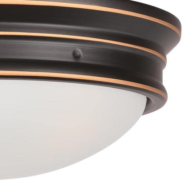 2 Light Oil Rubbed Bronze with Frosted Glass Flush Ceiling Light Fixture 3