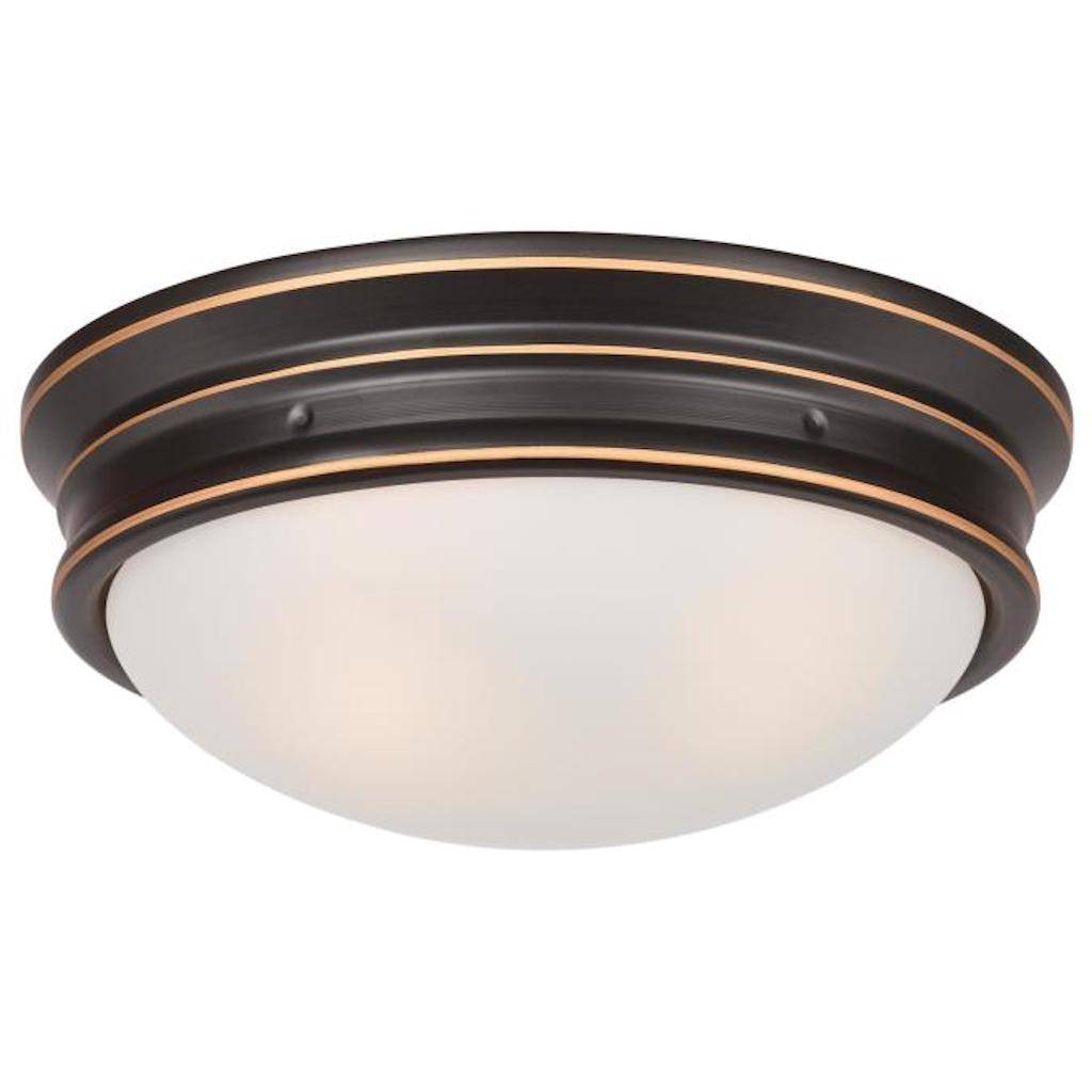 2 Light Oil Rubbed Bronze with Frosted Glass Flush Ceiling Light Fixture 1