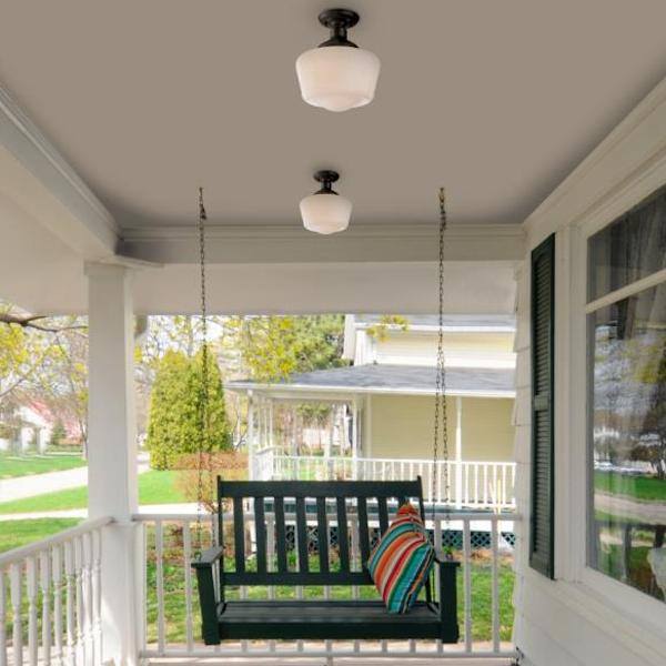 1 Light 9" Textured Black Semi-Flush Fixture 3