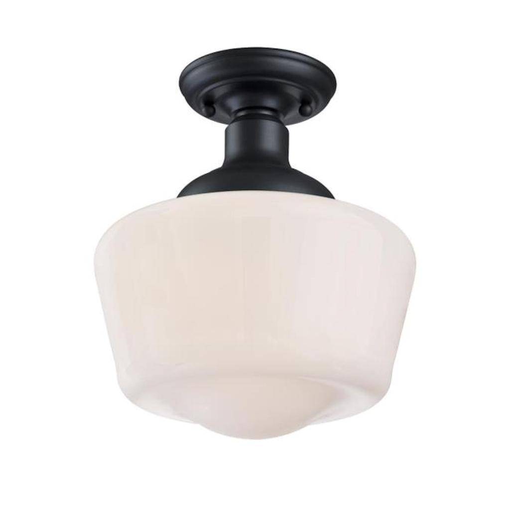 1 Light 9" Textured Black Semi-Flush Fixture 1