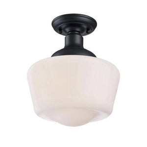 1 Light 9" Textured Black Semi-Flush Fixture 1