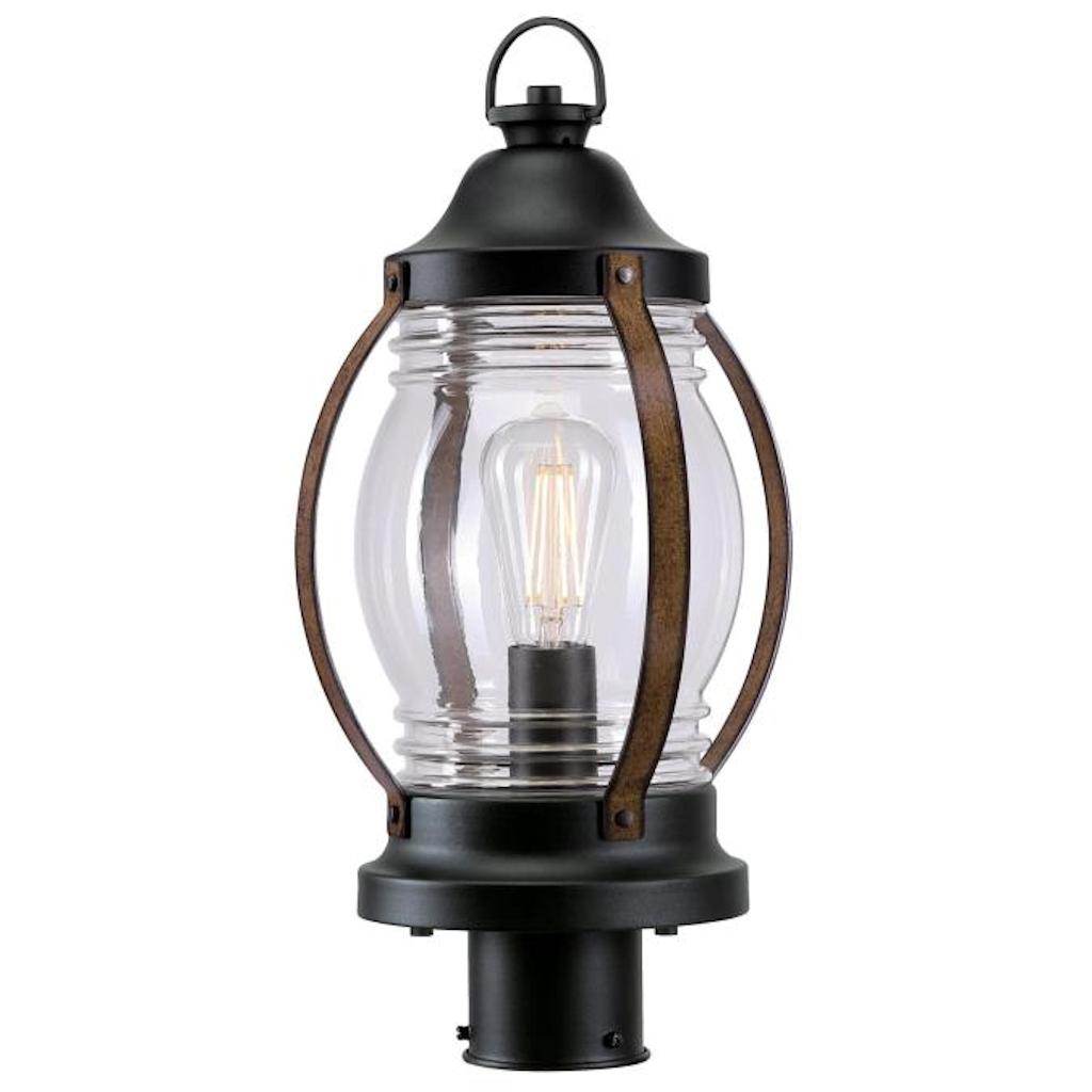 1 Light Black and Barnwood Outdoor Post Top Fixture 1