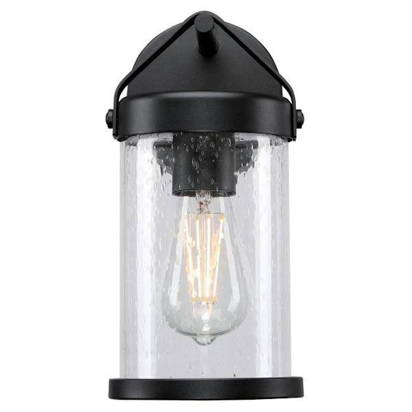 1 Light Textured Black Finish with Frosted Glass Outdoor Fixture 2
