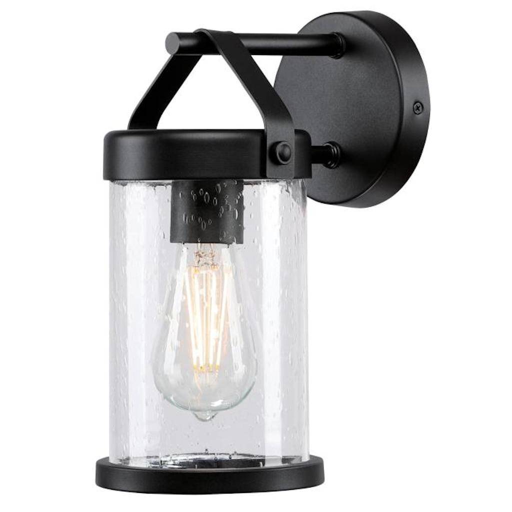 1 Light Textured Black Finish with Frosted Glass Outdoor Fixture 1