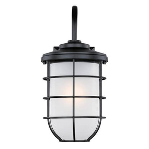 1 Light 17" Matte Black with Frosted Glass Wall Light Fixture 2