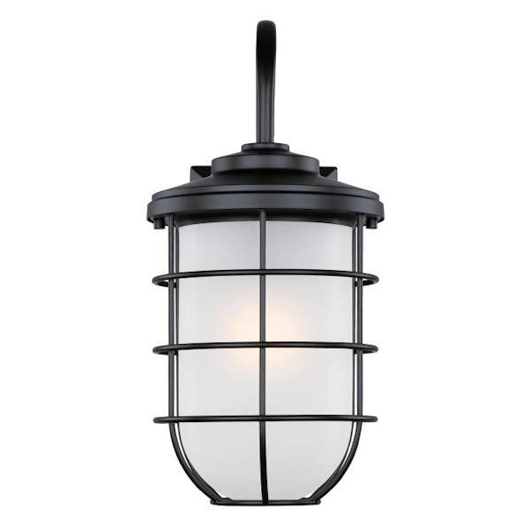 1 Light 17" Matte Black with Frosted Glass Wall Light Fixture 2