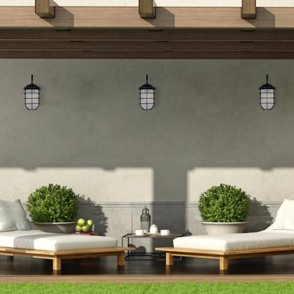 1 Light 17" Matte Black with Frosted Glass Wall Light Fixture 4