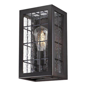 1 Light Oil Rubbed Bronze Clear Raindrop Glass Outdoor Wall Fixture 1