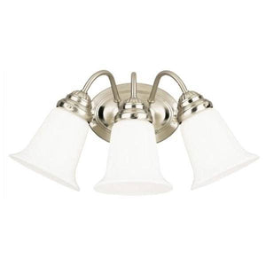 3 Light Brushed Nickel White Opal Glass Shades Wall Light Fixture 1