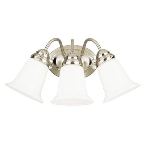 3 Light Brushed Nickel White Opal Glass Shades Wall Light Fixture 1