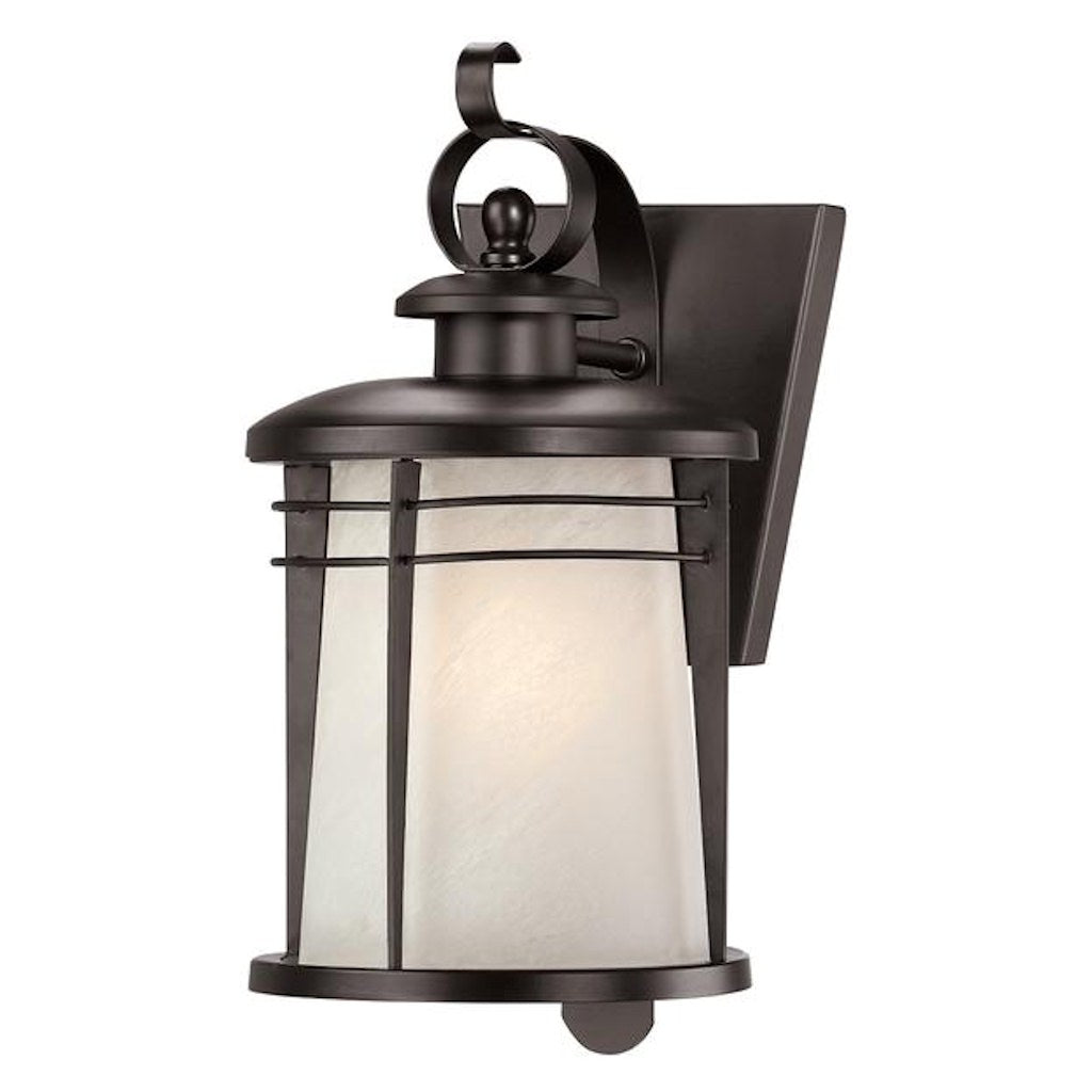 1 Light (Medium Screw Base) 13.2" Lantern Weathered Bronze with White Alabaster Glass Wall Light Fixture 1