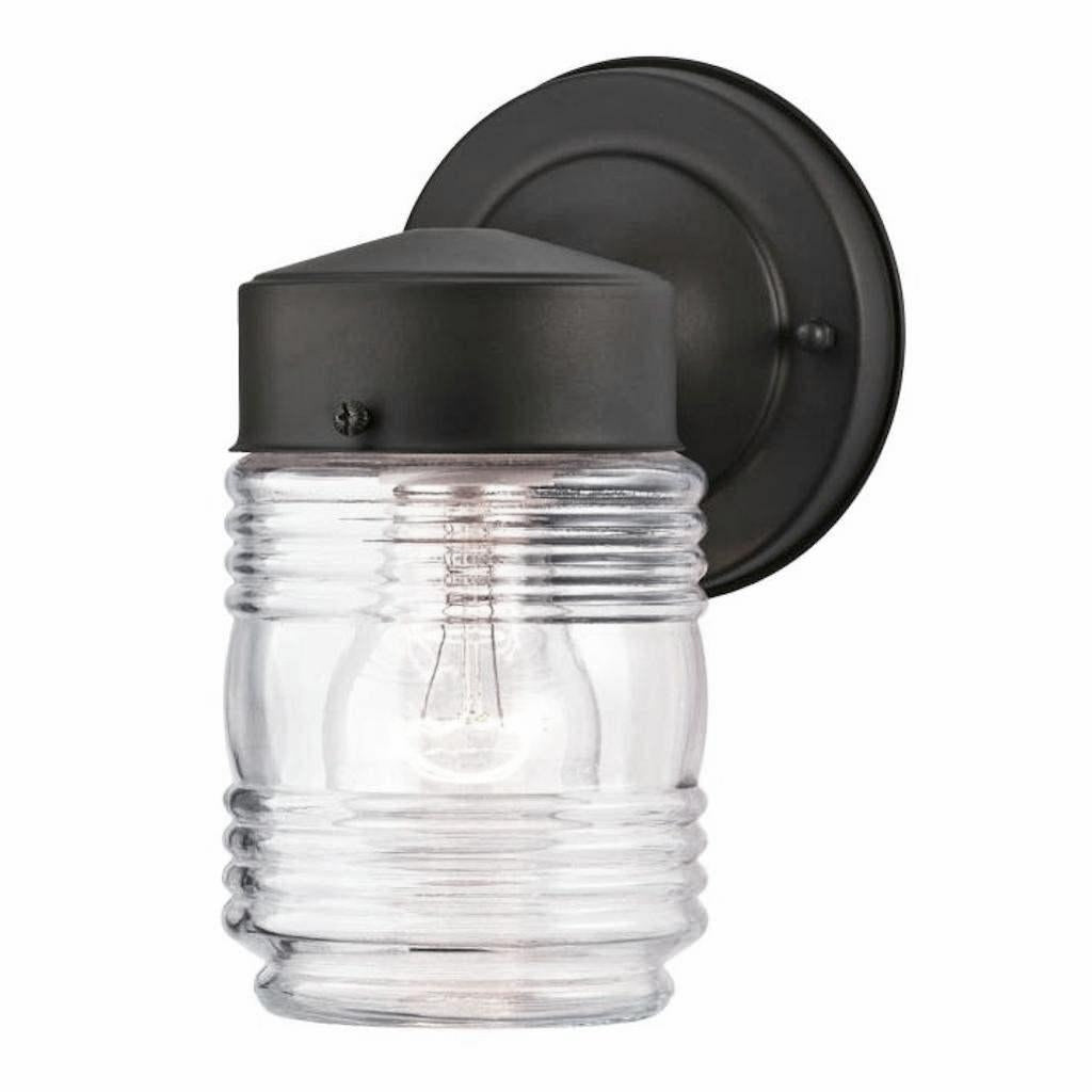1 Light Oil Rubbed Bronze Clear Ribbed Glass 1