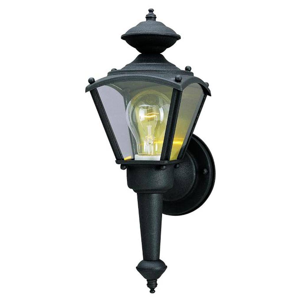 1 Light 13.5" Matte Black Clear Glass Panels Wall Light Fixture 1