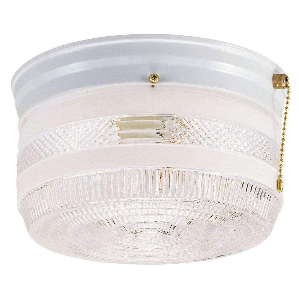 2 Light White Finish Ceiling Light Fixture with Pull Chain 1