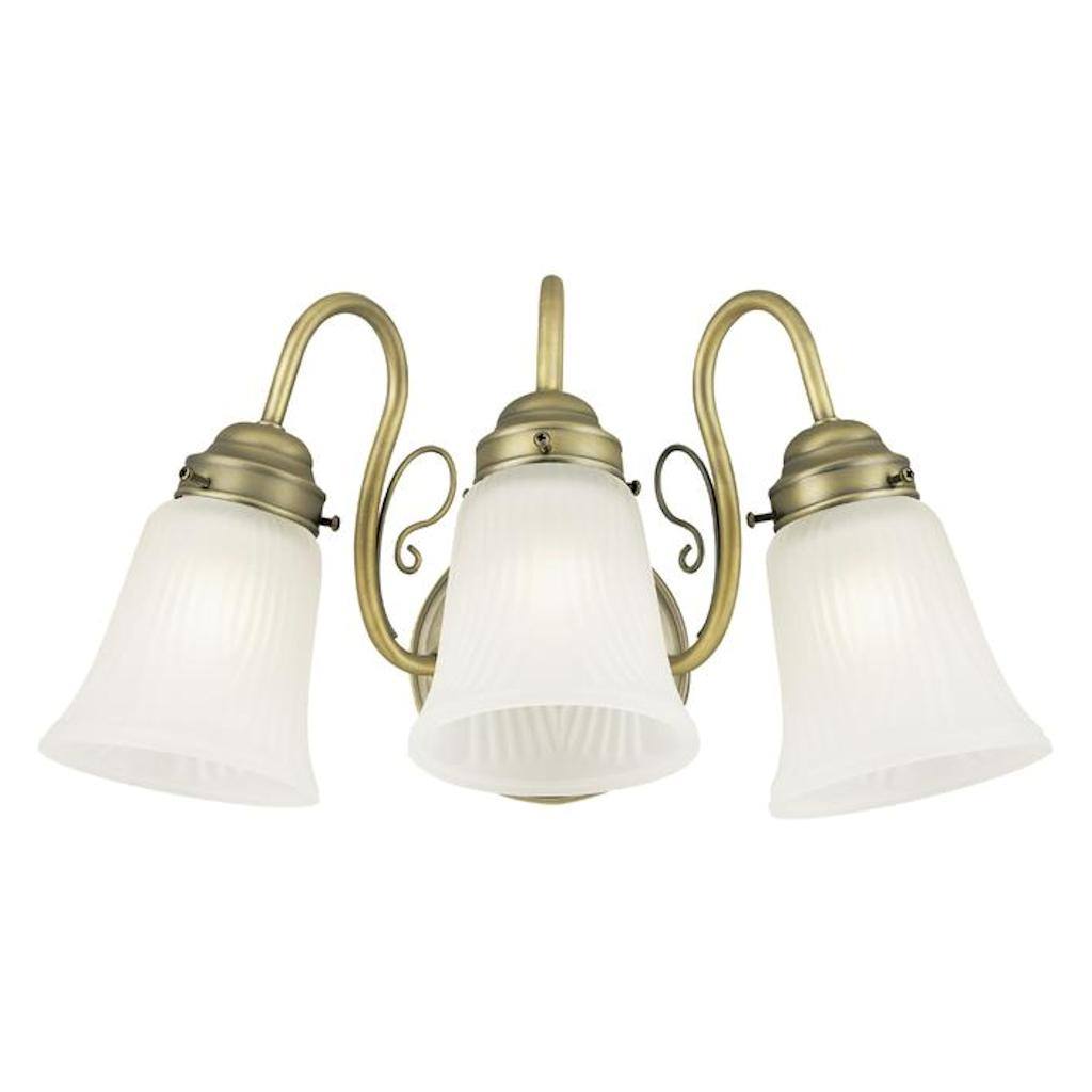 3 Light Oyster Bronze Frosted Ribbed Glass Shades Wall Light Fixture 1