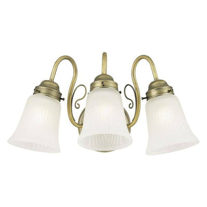 3 Light Oyster Bronze Frosted Ribbed Glass Shades Wall Light Fixture 1