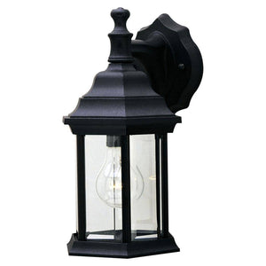 1 Light Textured Black Finish Cast Aluminum Clear Beveled Glass Wall Light Fixture 1