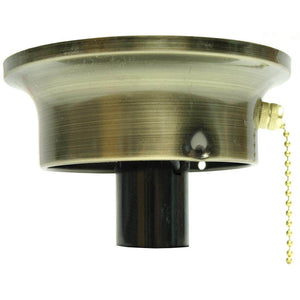 3.25" Fitter Antique Brass Glass Shade Fixture Kit with Pull Chain Switch 1