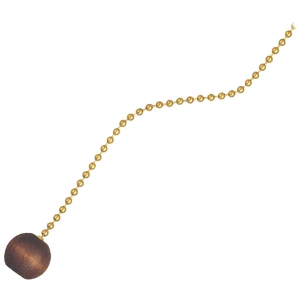 36" Polished Brass Beaded Chain with Walnut Knob Handle 1