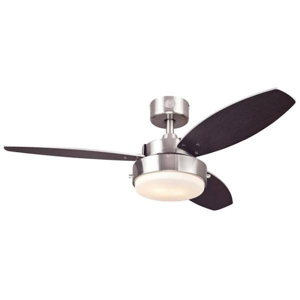 42" Brushed Nickel Reversible Three-Blade Indoor LED Ceiling Fan 3