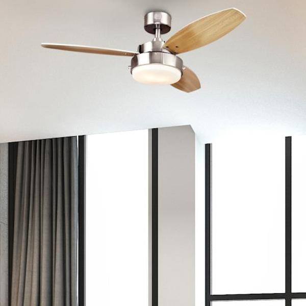 42" Brushed Nickel Reversible Three-Blade Indoor LED Ceiling Fan 6