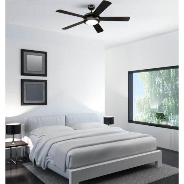 52" Matte Black 5 Reversible Blades Indoor LED Ceiling Fan 4